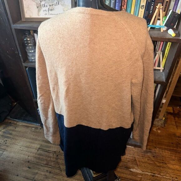 Madewell wool alpaca blend tan & black color block Allison cardigan - Picture 2 of 3